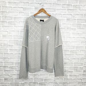 RtA Brand French Terry Crew Sweatshirt Layered sleeves in Heather Gray size L